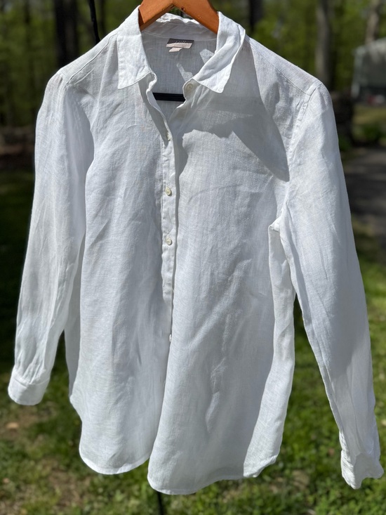 J. Jill Tops - J. Jill White Linen Casual Button-Down Shirt